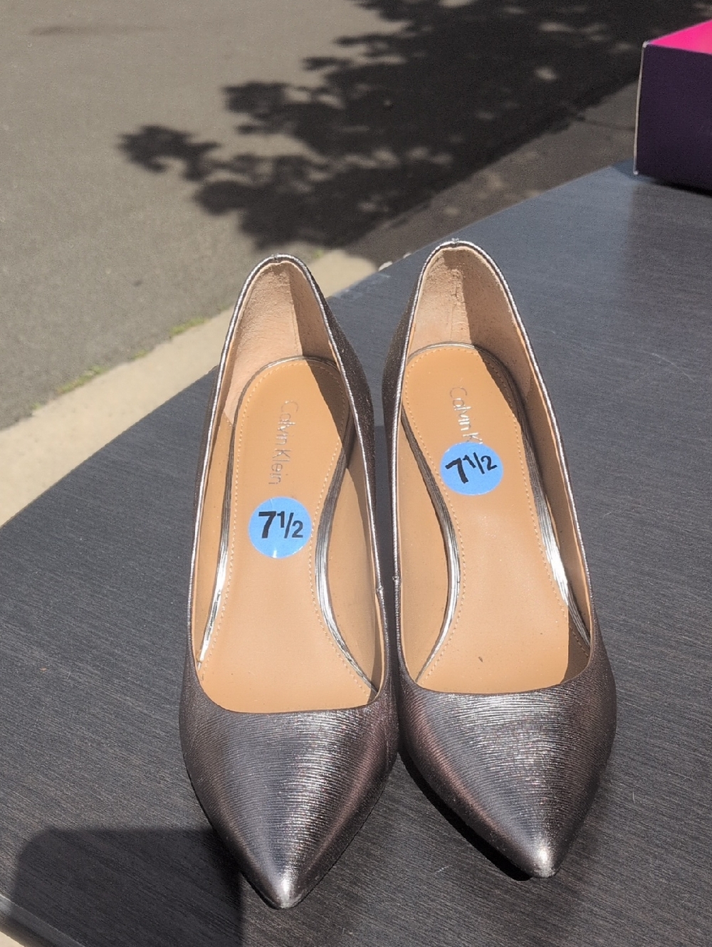Calvin Klein Women's Metallic Pewter Pointed-Toe Pumps